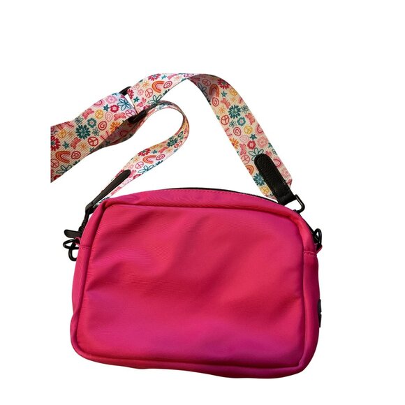 Mary Square Pink Crossbody Bag With Floral Strap & Black Lining - Picture 2 of 4